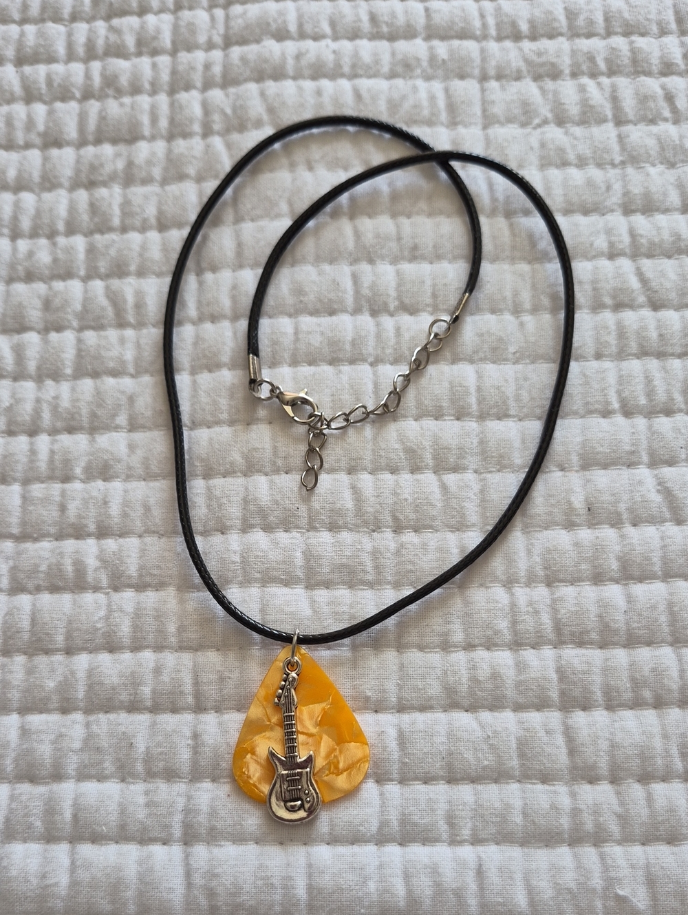 Yellow Guitar Pick Pendant Necklace - Jewelry